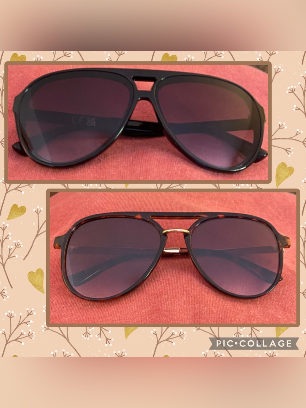 Jessica Simpson | 2 Pair Aviator Sunglasses 1 Black 1 Brown/Tortoise Shell Frame